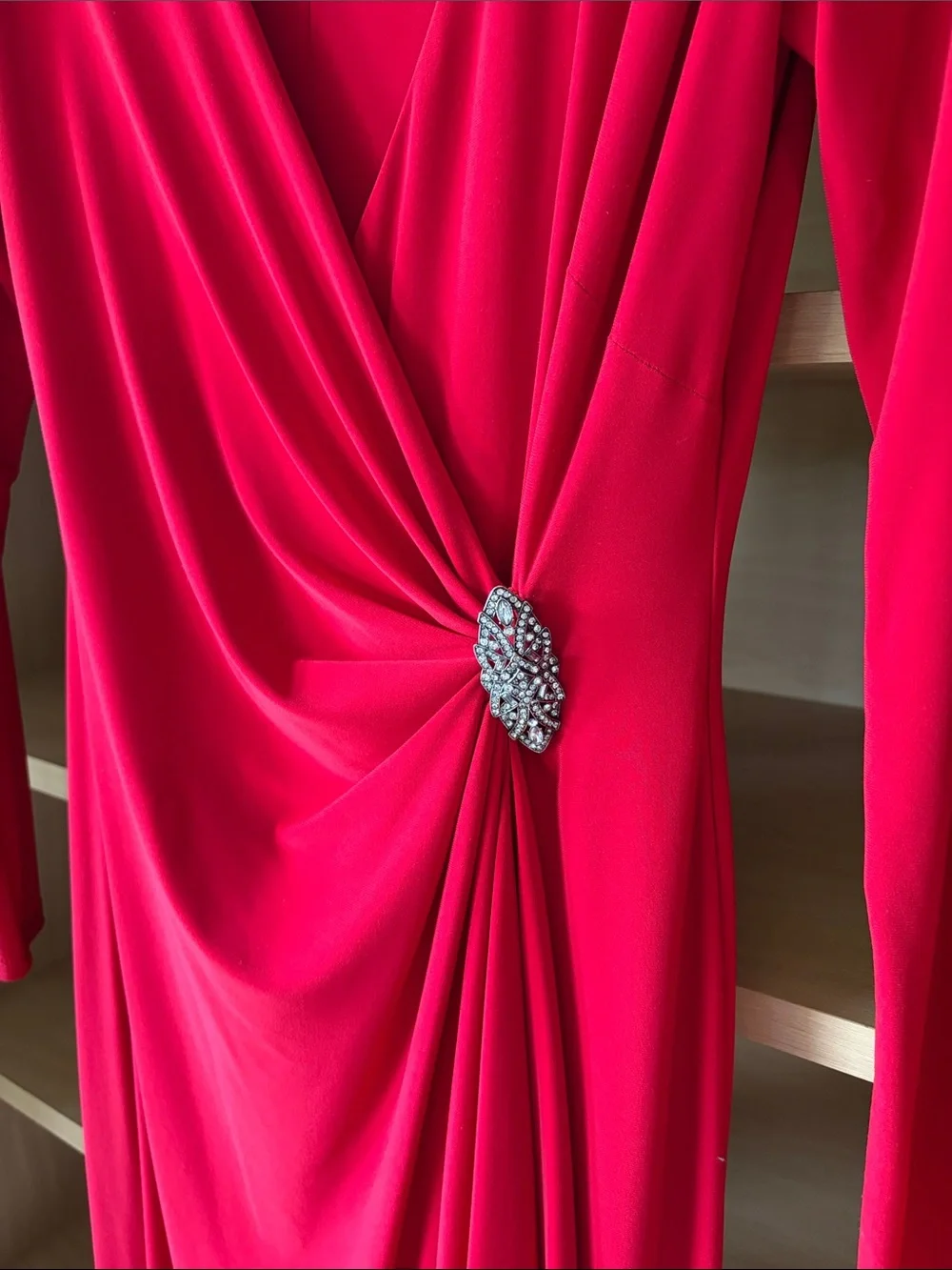 💃🏻Lauren Ralph Lauren |  Deep Red Jersey Surplice Gown  | 6 - Picture 8 of 10